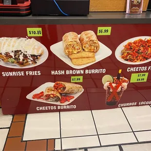 counter menu board