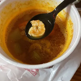 The pewny tiny shrimp in the Caldo de Camaron