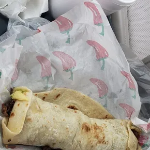 a drink and a wrapper