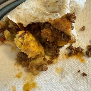 Chorizo green chili breakfast burrito
