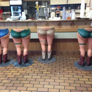 Funny stools that you can sit on to eat at the counter. :)