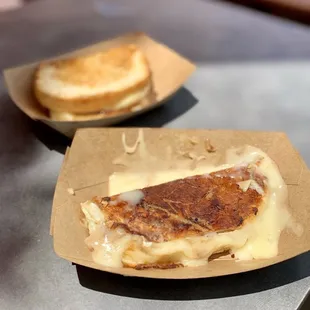 Dark Hawaiian (front) and  Croque Madame Sandwich (back)