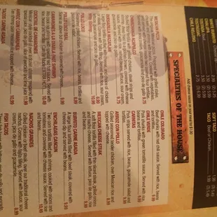 Burro Loco&apos;s menu. I highly recommend the fish tacos.