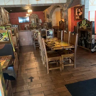 the dining area of a mexican restaurant