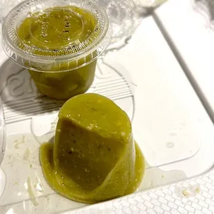 Still frozen salsa verde pops out in clumps like it was Jell-O