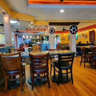 The interior, looking toward the bar and entrance. There are little burros in the lighted niches above the bar