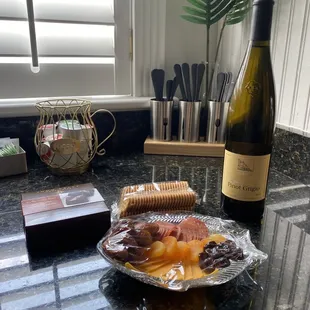 Wine and cheese plate