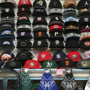 a variety of hats on display