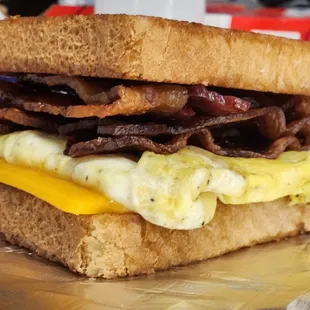 bacon, eggs, and cheese