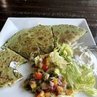 Chicken quesadillas with salsa. On point !!