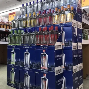 a large display of bottles