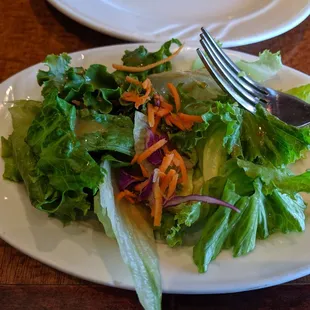 Complementary salad with the amazing dressing.. I could have licked the plate