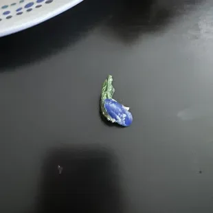 Blue press on fingernail that my husband found IN his chicken panini. So disgusting.