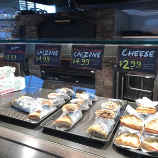 Calzones, sub rolls and cheese sticks