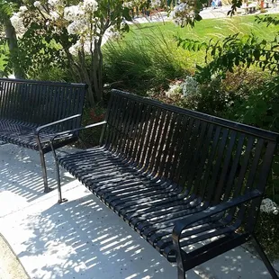 Bench seating along walkways