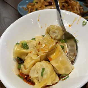 Chili oil dumplings.