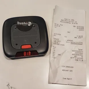 Receipt for 9 piece chicken karaage