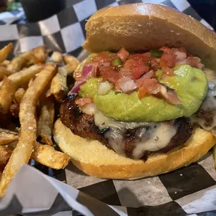 a burger and french fries