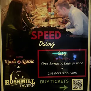 speed dating at one domestic beer or wine