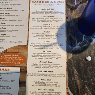 Sandwich menu Dec 2023