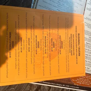 Restaurant week menu