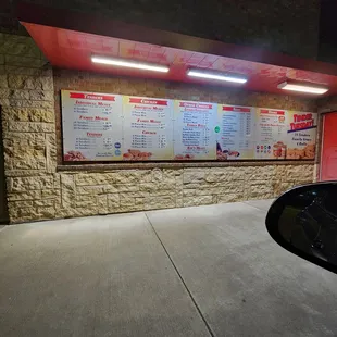 a menu on the wall