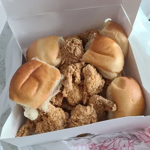 a box of chicken sandwiches