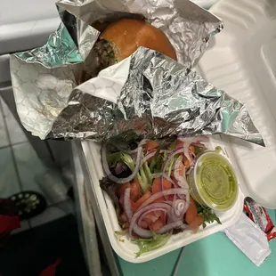 Turkey burger with side salad