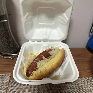 Traditional beef dog.