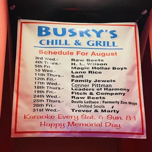August 2022 schedule