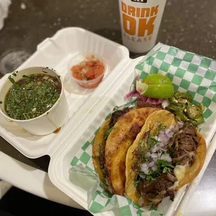 This was $15. Beef quesobirria tacos (2) and a mt dew