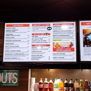 menus and drinks on the wall