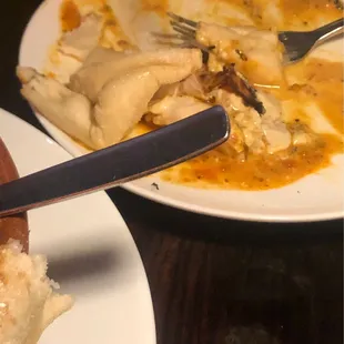 Raw dough from fish dish.