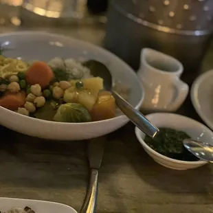 Vegetable couscous (the pesto is an amazing touch!)