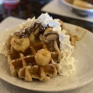 Bananas foster waffles