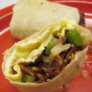 A look inside my Breakfast burrito(pepper jack cheese).  #UpCloseSavor