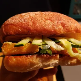 Vegan banh mi ($10). More like a fried tofu ciabatta sandwich, but still tasty w/a nice peanut sauce.