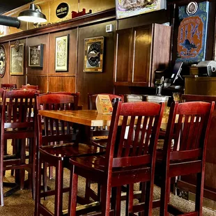 tables and chairs in a restaurant