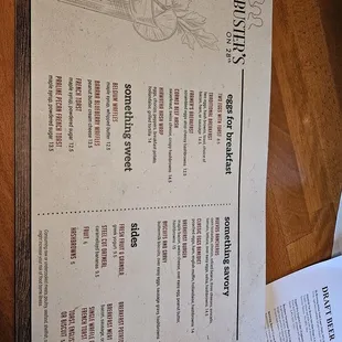 Brunch menu