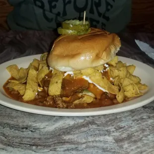 Frito Pie Burger. Wife said the Chili was good. 9/10