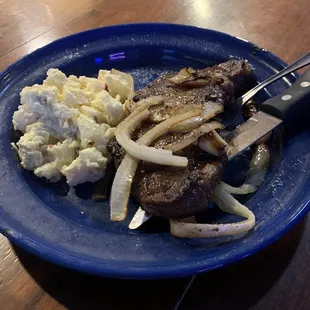 Delicious steak and potato salad