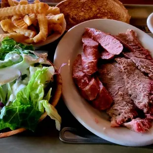 Two meat dinner.  Hot links &amp; brisket