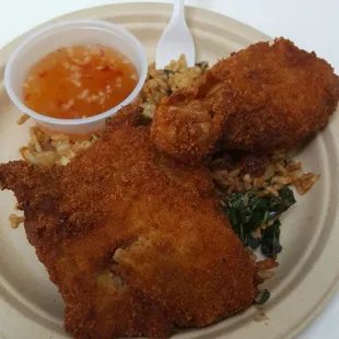 Fried chicken and fried rice