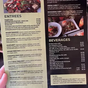 Vegan menu