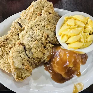 Chicken Fried Steak, Macaroni and Cheese, Mashed Potatoes