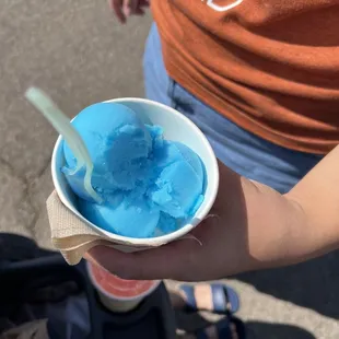a person holding a bowl of ice cream