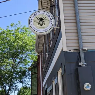 a sign on the side of a building