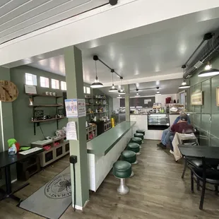 Part of the dining area overlooking the kitchen