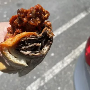 Belly buster roast beef and sausage