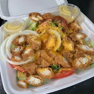 Cobb salad with Honey Mustard dressing.